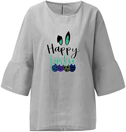 Sretne uskrsne majice za žene slatki zečji tunik tunika Ljeto pamučno posteljina gornja moda 3/4 rukava za krastavce