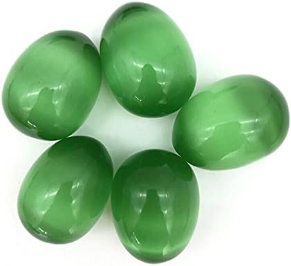 Binnanfang AC216 5pcs Veliki zeleni mačji kameni kamen u obliku jaje uzorak uzorak draguljastog