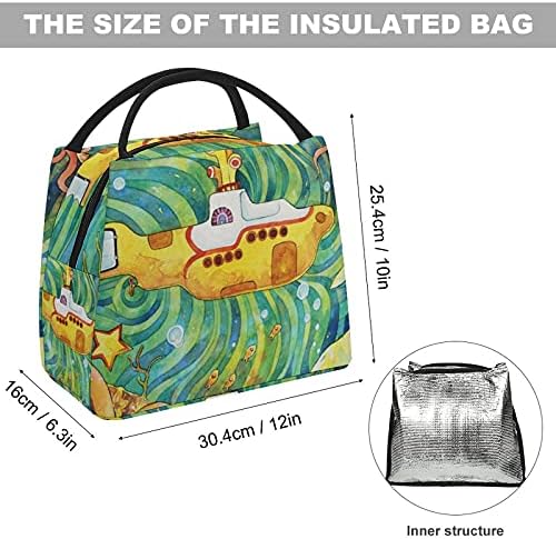 FunnyStar Žuta podmornica velika izolovana torba za ručak za višekratnu upotrebu kutija za ručak
