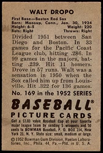 1952 Bowman 169 Walt Drosto Boston Red Sox Ex + Red Sox