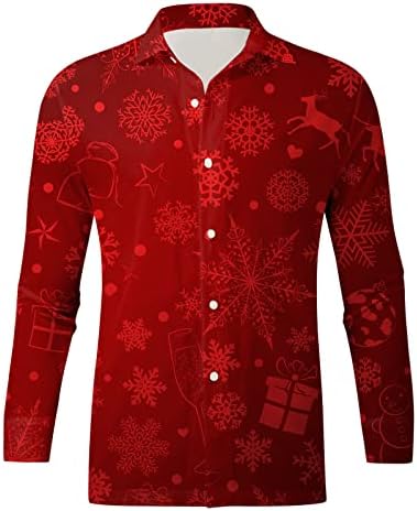 Xxbr božićni gumb dolje majice za muške dugih rukava Smiješne Xmas Santa Claus Ispisana majica za