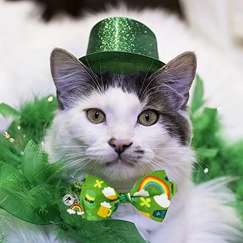 Pohshido 2 Pack St. Patrick mačka ovratnik sa leptir mašnom i zvono, Kitty Kitten Breakaway Lucky irski Shamrock