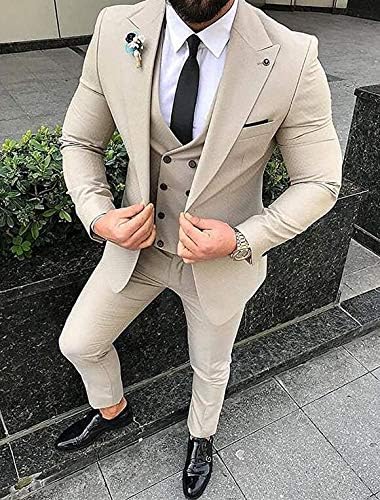 Muški vršni rever 3 komada Slim Fit Business Suit Sub Prom Tuxedos Vjenčanje Groomsmsen