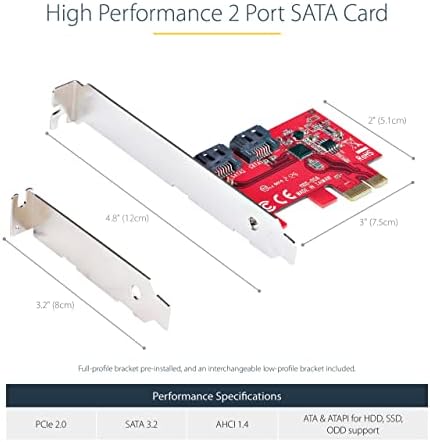 Starch.com SATA PCIe kartica - 2 Port PCIe SATA Expansion kartica - 6Gbps - puni / niski profil - PCI