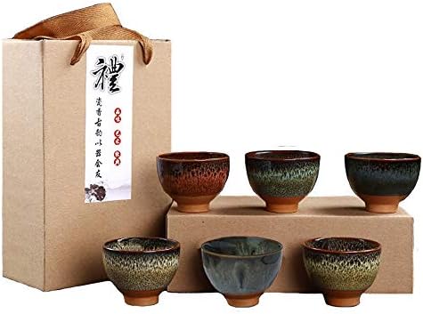 Mtoye 6pcs Ručno rađen kineski mali keramički čaj za čaj za čajeve od 6,2.5oz 6 boja Pottery teacups