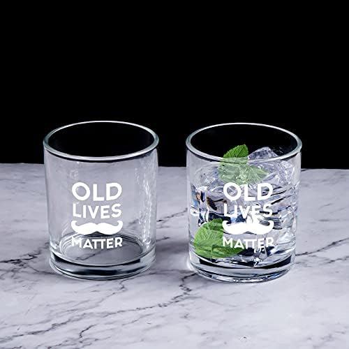 Old Lives Matter Whisky Glass-Funny Old Fashioned Whisky Rock naočare za tatu Papa Djed Senior Men,