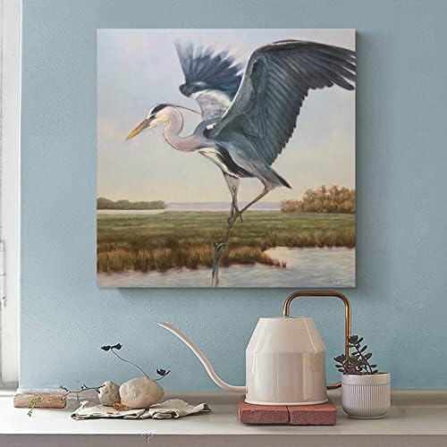 Plakati sjajna plava Heron zidna Umjetnost lijepa zidna divlja ptica Umjetnost Heron zidna Umjetnost platno