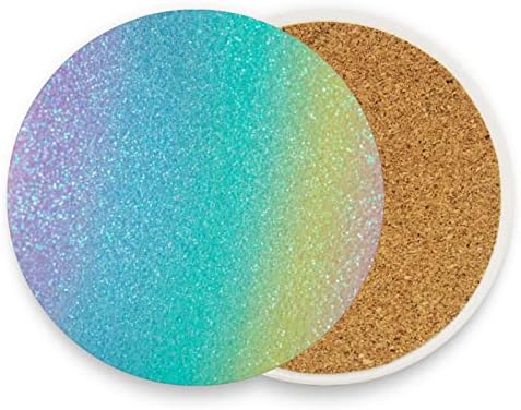 Kigai Rainbow Glitter Texure Okrugli podmetači za piće 2 paketa, upijajući keramički kamični kamen