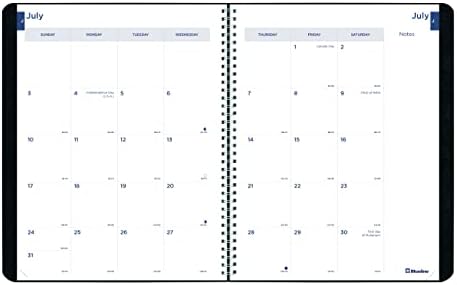 Blueline akademski mjesečni planer, 11 x 8,5, crni poklopac, 14 mjeseci : 2022 do 2023