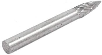 X-DREE 6mm x 6mm Drvo oblik šiljasti kraj dvostruko rez Volfram karbid Rotary brušenje Bit alat (6 mm x 6 mm