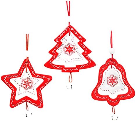 Abaodam 3pcs Creative Drveni božićni viseći ukrasi Xmas oslikani viseći ukras sa malim zvonom