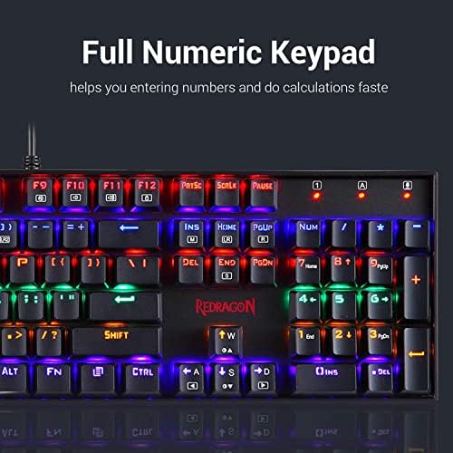 Redragon K551 Mehanički igrački tastatura RGB LED duginska pozadinska oznaka žična tastatura sa crvenim prekidačima