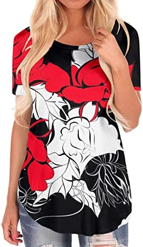 Miashui Stripes Tee Womens proljeće ljeto cvijet štampani kratki rukav O vrat T Shirt Top bluza