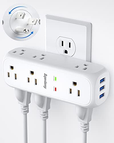 Multi Plug Outlet Extender, SUPERDANNY Outlet Splitter Surge Protector with 360° Rotating Plug,