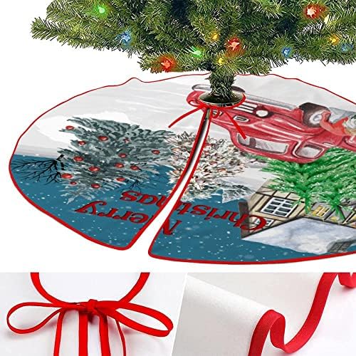 Sretan božićno stakleno kamion božićna suknja 48 inča božićna stabla kore crveni kamion zimski snijeg