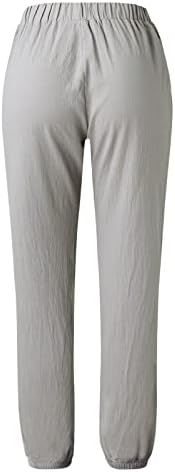 Mtsdjskf Ženske kapri-ukrase, široke noge elastične struke Comfy pamučne posteljine kaprisu hlače sa džepovima
