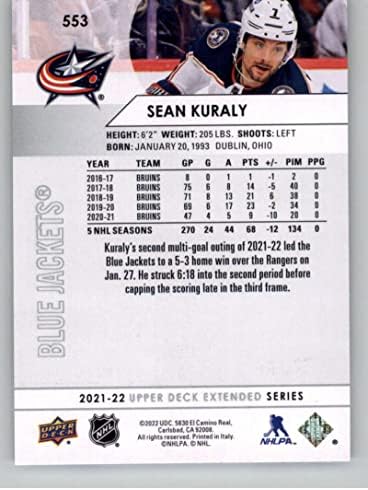 2021-22 Gornja paluba Proširena 553 Sean Kuraty Columbus Blue Jackets NHL hokejaška trgovačka