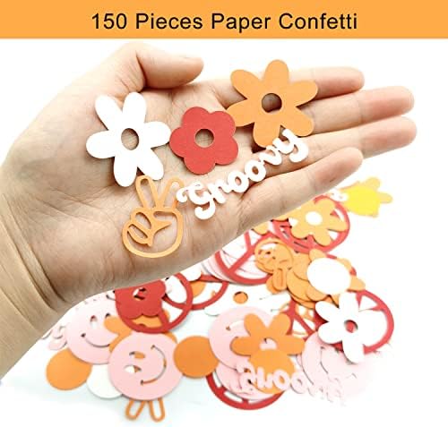 Ahzemepinyo 150 komada Dvije groovy Confetti Retro Hippie Boho Paper Tabela Confetti Groovy Dekoracija