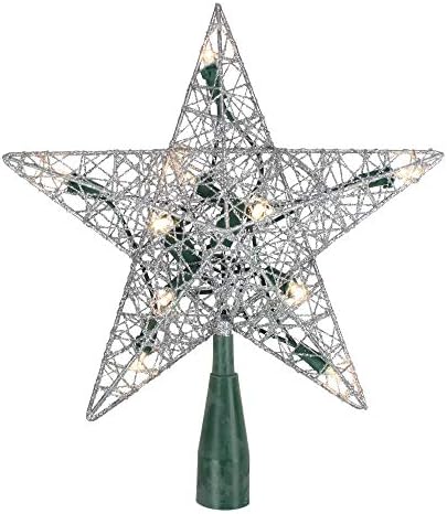 9 osvijetljena srebrna žičana zvijezda božićna stabla - bijela LED svjetla