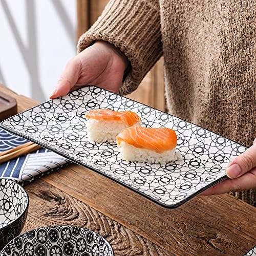 Set pribora za jelo japanskog stila Porcelanski suši sa 2 * suši ploče, zdjele, podešena jela, 2