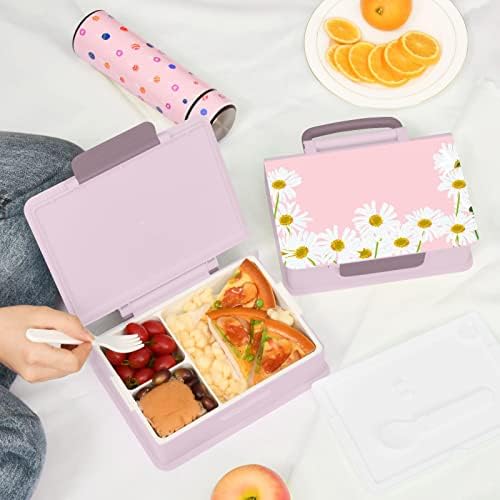 Alaza Daisy Flower Floral Pink Bento ručak BPA-Besplatni spremnici za propuštanje bez procura W /