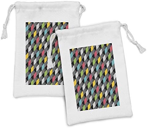 Ambesonne geometrijska torbica tkanina od 2, apstraktna umjetnička stil ilustracija šarenih kvadrata