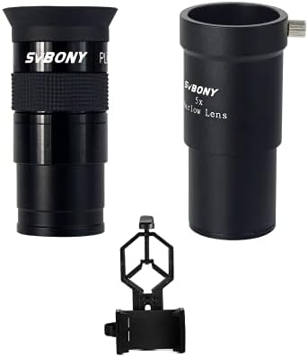 Svbony 40mm 1,25 inčni Ploslesni teleskopski okular i nosač za mobitel i barokni objektiv 5x