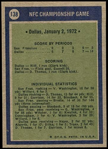 1972. 138 NFC prvenstvo Duane Thomas Dallas / San Francisco Cowboys / 49ers Nm / MT + kauboji