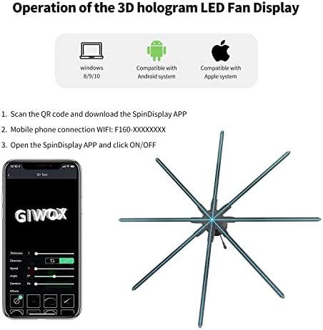 Giwox 3D hologramski ventilator, hologram visoke svjetline ventilator W / 2880 kom, 63 Veliki holografski