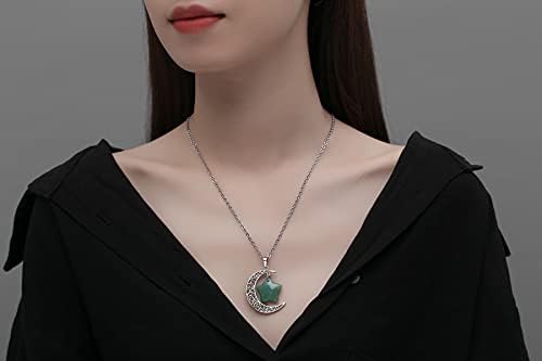 Xiannvxi zelena aventurina zacjeljivanje kristalnih kamenih ogrlica polumjesec draguljastog kamenog stana