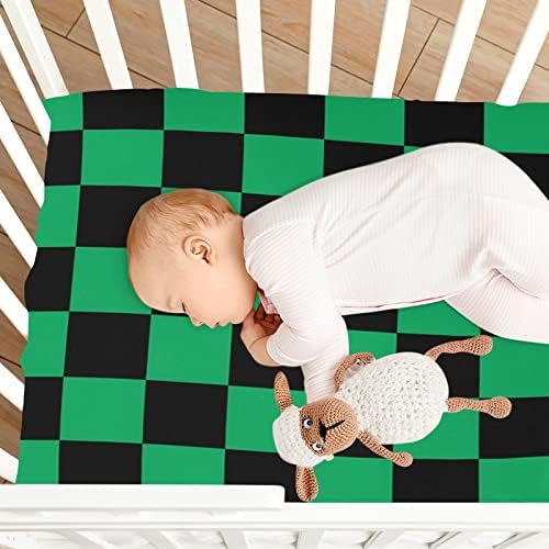 Kigai Black i Zeleni kvadratni rastezljivi posteljici za krevetić meki i prozračni prenosivi madrac sa krevetićem