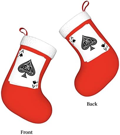 CutedWarf Poker Ace of Spades Božićne čarape Xmas Holiday ukrasi Kamin Viseći čarapa 18 inča