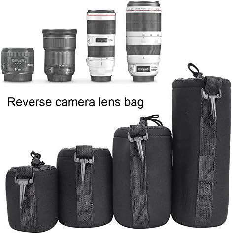 SALUTUY 4kom S M L XL torba za skladištenje sočiva kamere, prenosiva neoprenska Crna elastična