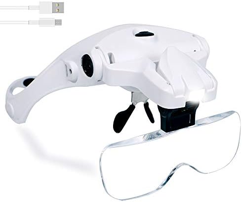 Lupa za glavu za ruke bez ruku, USB Lupa za glavu za punjenje sa LED svjetlom nakit Craft sat hobi