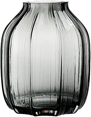 Crno siva staklena vaza za cvijeće, tamno sive pupoljke visoke staklene vaze, H-8.0 Jednostavni prugasti