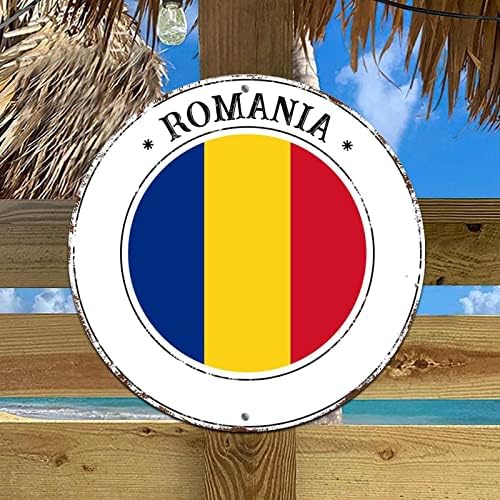 Rumunjska Nacionalna zastava Metalni vijenac potpisuje seoski metalni okrugli limenki znak Zidna umjetnost