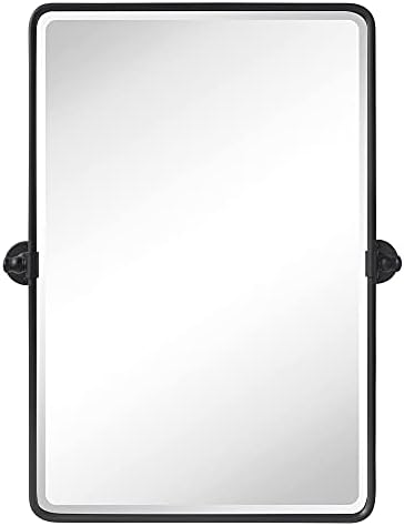 Seoska kuća Pivot pravougaonik ogledalo za kupatilo crni Metal uokviren nagibna ogledala za ispraznost za zid