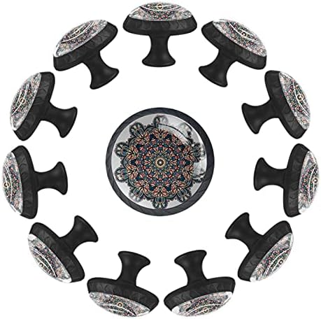 12 komada Mandala dizajn staklene dugmad za Komode, 1,37 x 1,10 u okruglom kuhinjskom ormariću