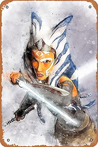 Niumowang metalni znak-Ahsoka Tano Limeni Poster sa akvarelom 12 X 8 inča