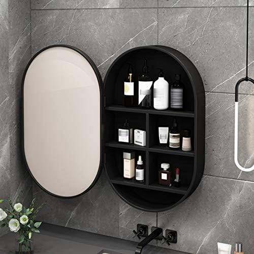 Razzzmum ogledalo ovalno LED osvetljeni ormar za zrcalo, zidno kućište u kupaonici, dugme za dodir, sporo blizak