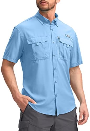 Pudolla muške ribolovne košulje kratkih rukava putničke radne majice Ljeto dugme s majicama za muškarce UPF50