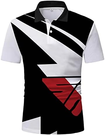HDDK MENS Golf polo majice, ljetni trak patchwork tisak za ispis kratkih rukava Slim Fit casual gumba