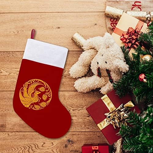 Crvena Phoenix Božićne čarape sa plišanim kaminom visi za Xmas Tree Decor Decor
