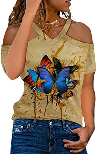 Djevojke kratki rukav sa ramena pamuk grafički Lounge Halter Top Shirt ljetna jesenska košulja