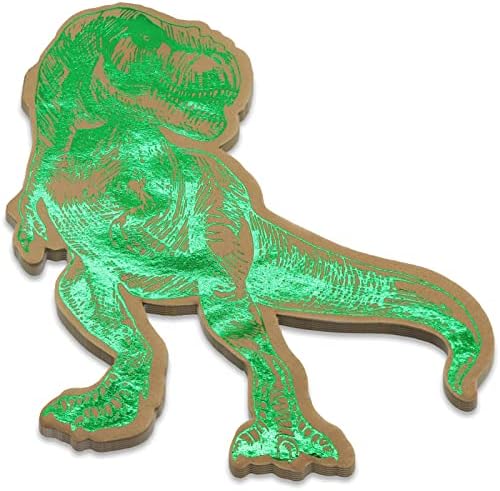 Dylives Dinosaur Party salvete, zeleni folirani dinosaurski koktel party salvete, na salvete za jednokratnu kraft papir za večeru, ručak, rođendanska zabava Ukrasi za dječaka, 6,5 inča