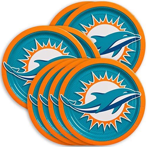 Miami Dolphins okrugli papirni tanjuri - 9 - plava / narandžasta - pakovanje od 8