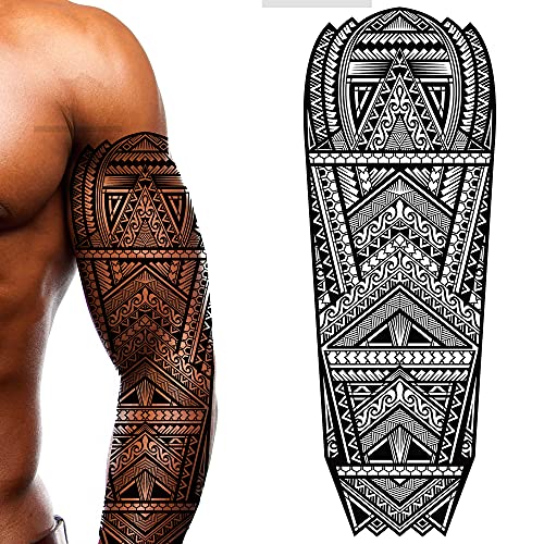 Tatodays 2 x Privremena tetovaža Havajska puna ruka Aztec Stick na crnom marim plemenskim umjetničkim