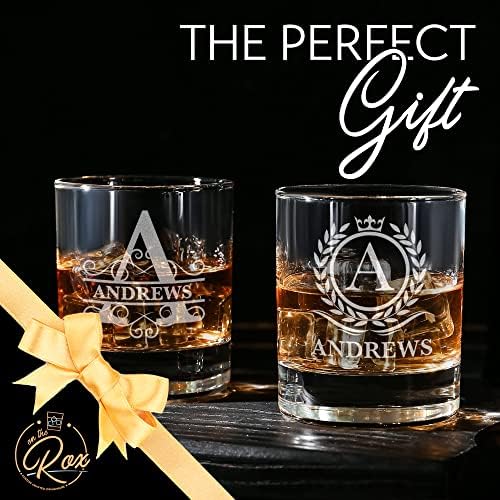 Na Rox pićima personalizovani viski, Bourbon Glass pokloni za muškarce - 11 Oz ugravirano ime Monogram