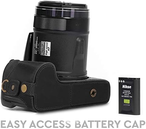 MegaGear Nikon Coolpix P900s PU kožna futrola za kameru, Crna
