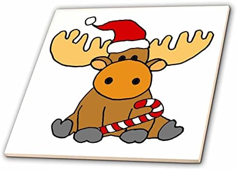 3drose slatka smiješna beba Moose nosi Santa šešir Božić Crtić-pločice